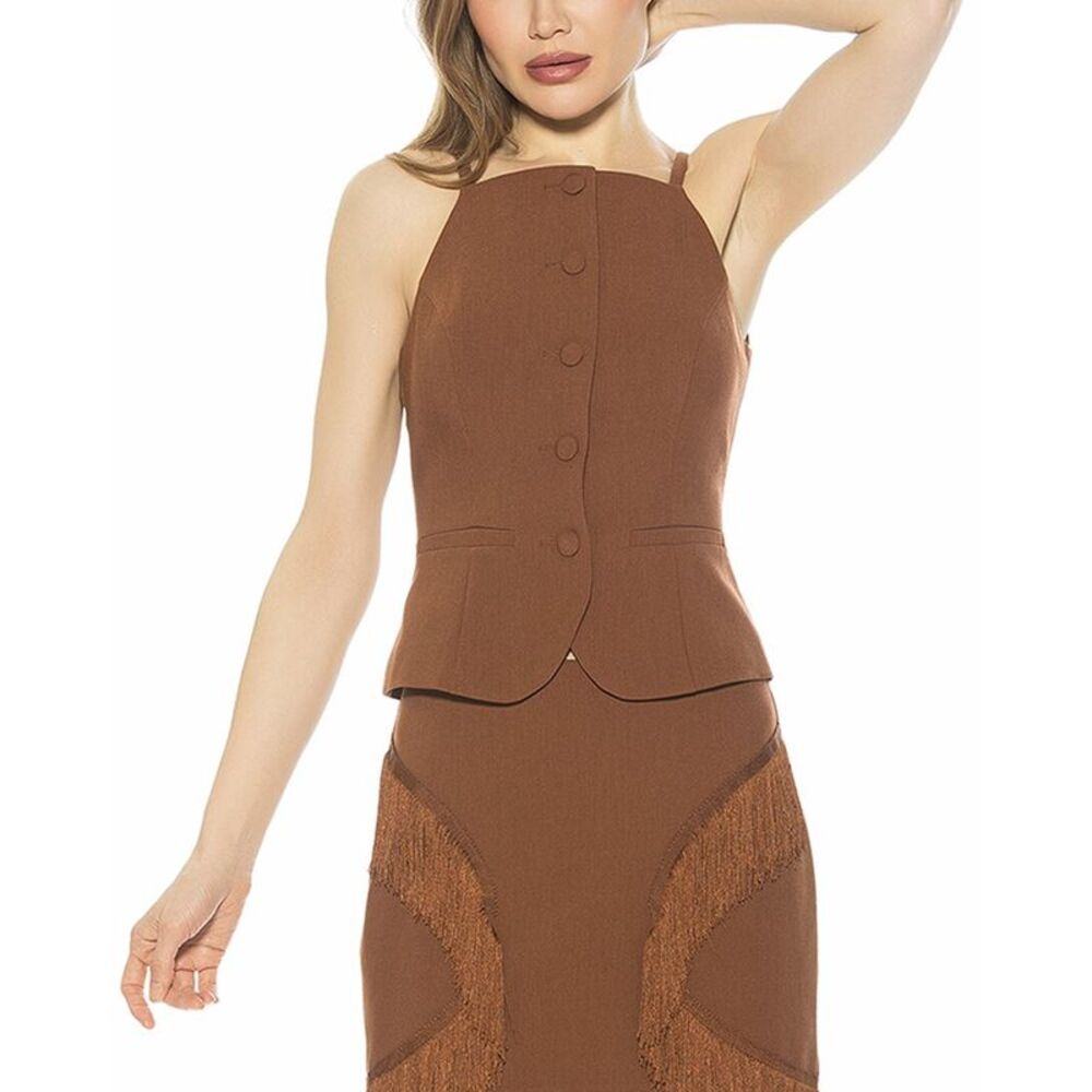 Alexia Admor Womens  Ziv Vest Top, Brown